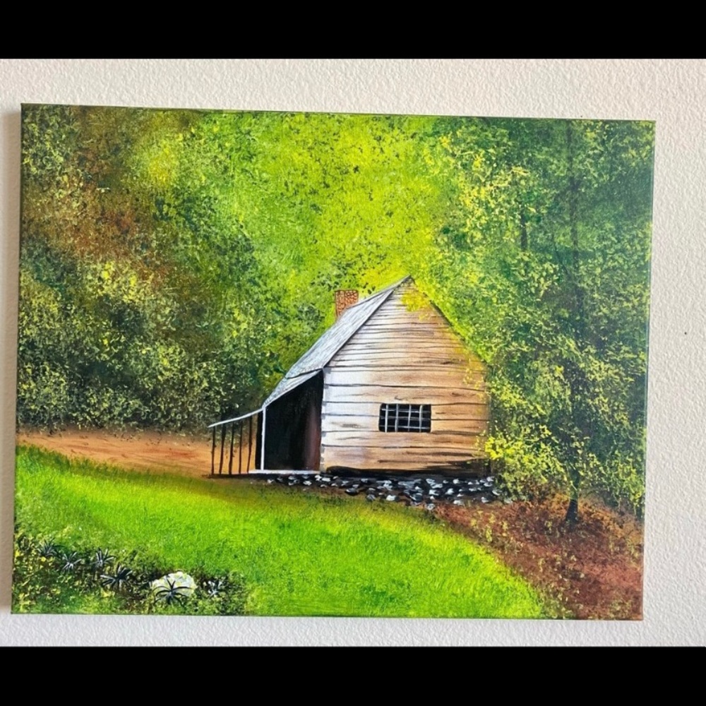 Log barn painting